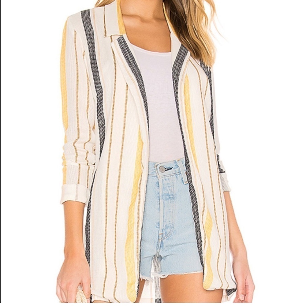 BEACH RIOT Blake Striped Textured Oversized Blazer
